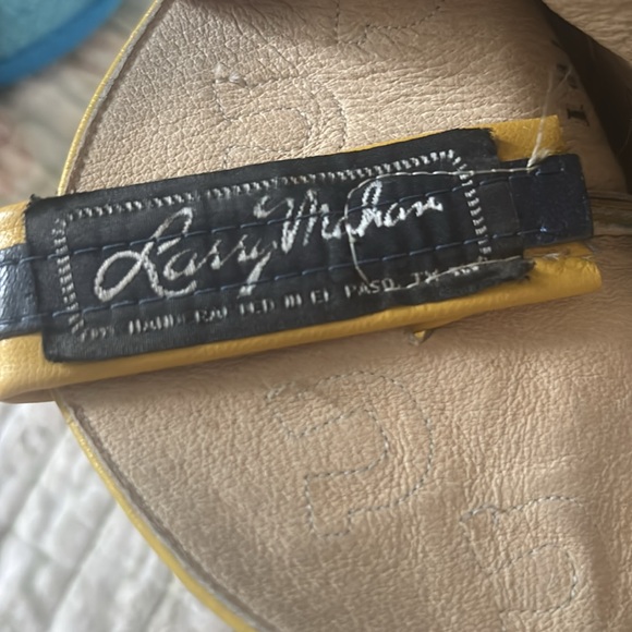 LARRY MAHAN Women's GORGEOUS Vintage Inlay Yellow and Blue Cowboy Boots - Picture 6 of 8